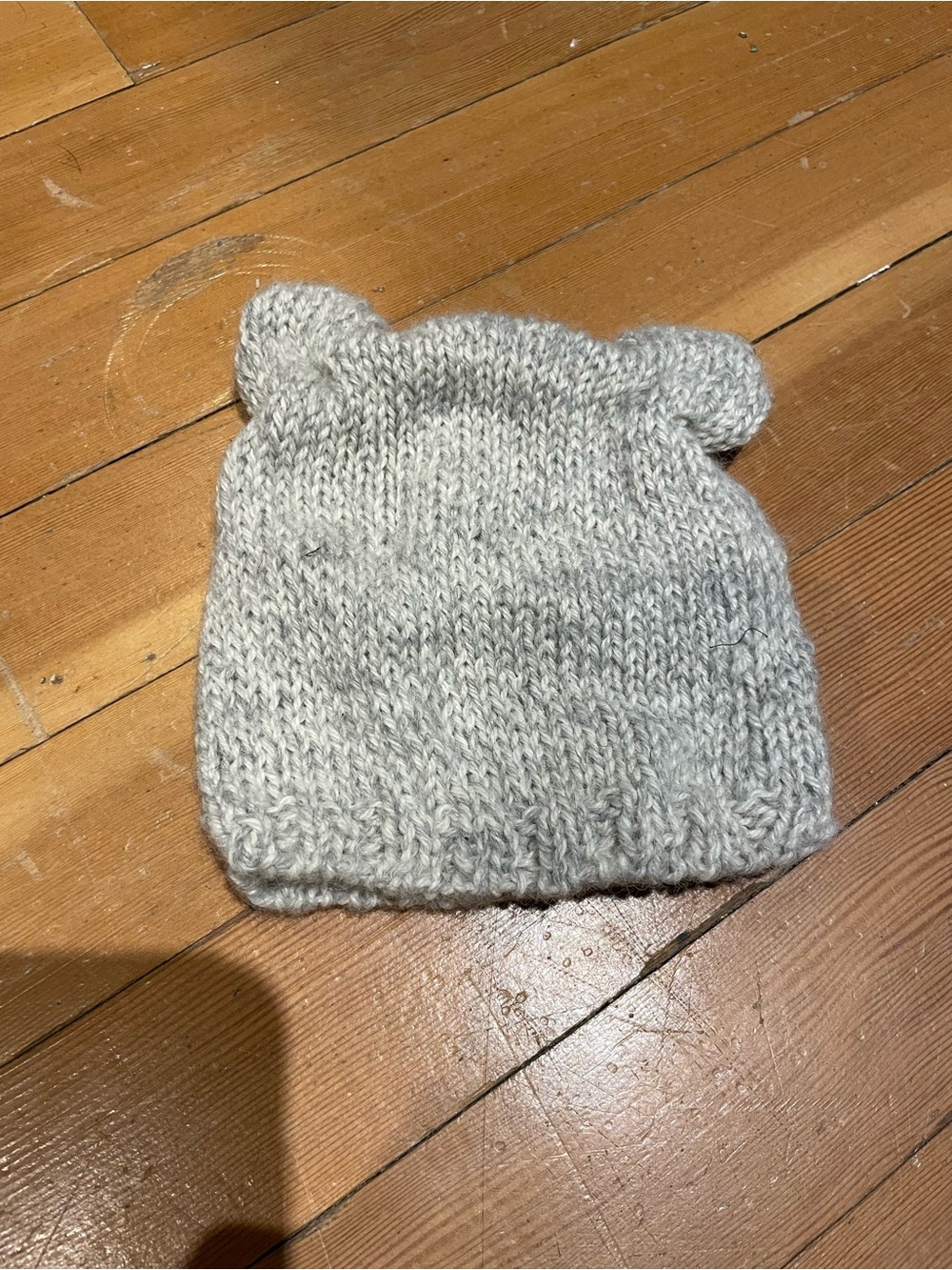 Kids Knit Bear Ear Beanie Hat - Light Gray